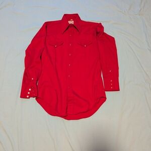 Vibrant Red Men's Casual Button Down Shirt